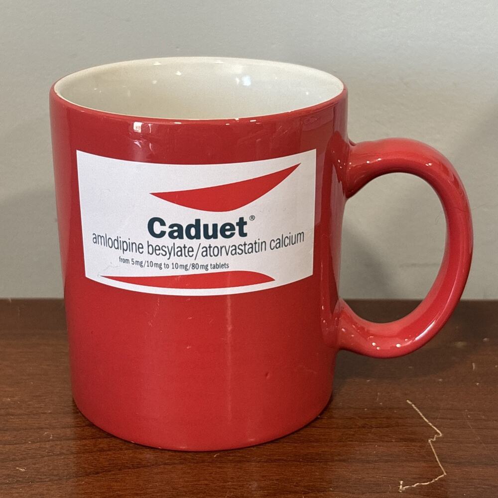 CADUET 12 oz Coffee Mug Cup Pharmaceutical Ad Marketing - Picture 2 of 10